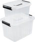 Plastic Bin with Lid, Mixed Size Latching Storage Box, 2 Packs, 6 Quart & 12 Quart...