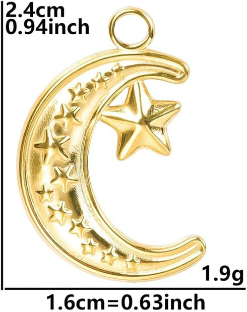 Jude Jewelers Stainless Steel Moon Crescent Star Style Wedding Statement Vacation Birthday Pendant Necklace...