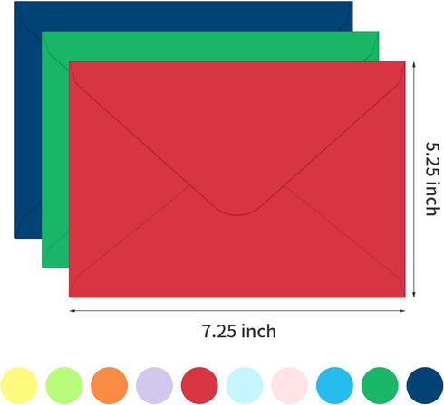 YINUOYOUJIA 50 pack Multicolor Envelopes,5x7 Envelopes V Flap,A7 Invitation Envelopes,envelopes for 5x7 cards,Weddings,Birthday,Baby Shower,postca...