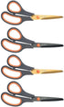 CCR Scissors 8 Inch Soft Comfort-Grip Handles Sharp Titanium Coating Blades, 4-Pack...