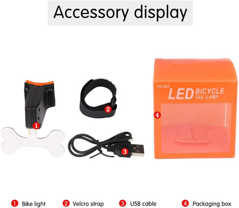 MASO Cycling Lights-USB Rechargable Bike tailligh with 5 Kinds of Light Mode,Bone Monochromatic,Fits on Any Road Bikes, Mountain Bikes, Helmets fo...