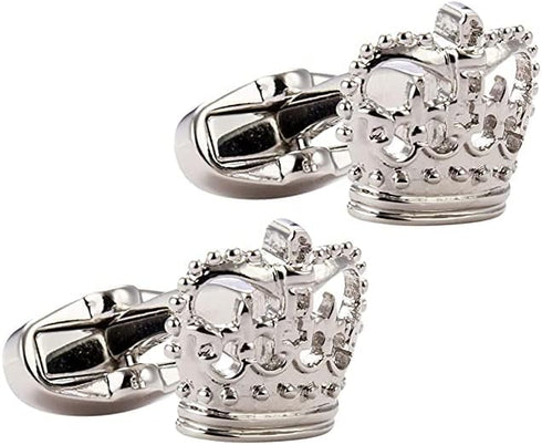 Royal Crown Shape Cufflinks for Men (Silver)...