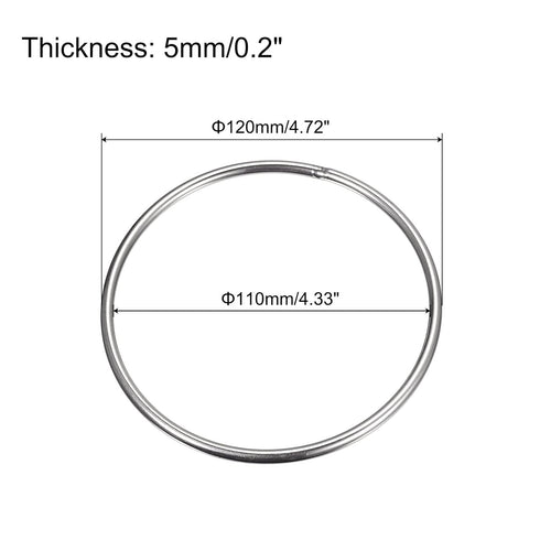 uxcell 304 Stainless Steel O Rings, 2pcs 120mm(4.72") Outer Dia. 5mm Thickness Multi-Purpose Metal Welded O-rings Round Rings for Hardware Luggage...