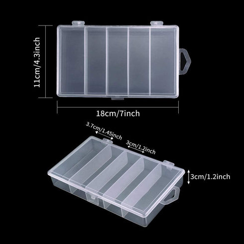 4 Pack 5 Grid Clear Plastic Fishing Tackle Bait Hooks Storage Box,Visible Bead Jewelry Making Findings Utility Organizer Container Case for Jewelr...