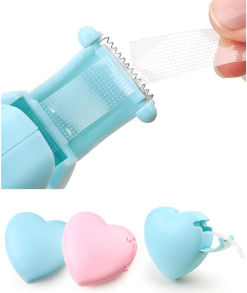 Tape Dispenser Mini Tape Cutter Heart Tape Cutter Box Case Dispenser, Tapes Included for Arts, Home, School and Office Use Pack of 2...