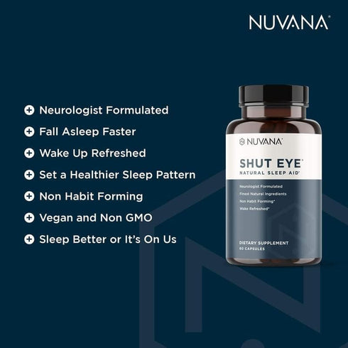 Shut Eye Natural Sleep Aid Supplement for Adults | 5mg Melatonin | Helps Relax and Promote Natural Deep Sleep with Valerian Root, Chamomile & Magn...