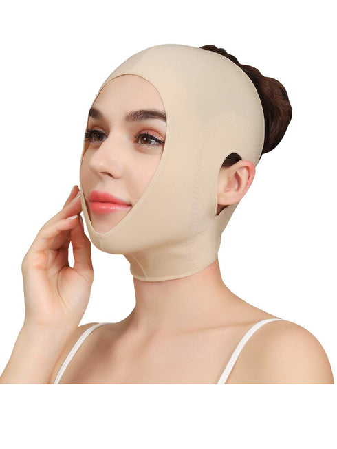 Anna-Kaci Womens Chin Strap Support Band Neck Bandage Post Surgical Compression Head wrap, Neck and Chin Compression Garment Wrap, Beige, Medium...