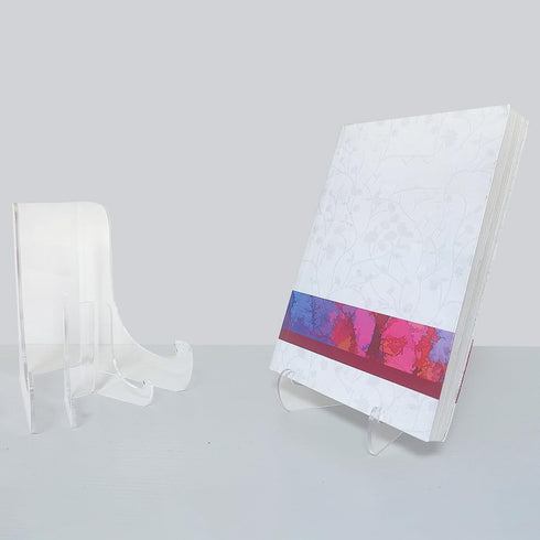 White Small Artwork Display Stand Clear Acrylic Plate Stable Countertop Multi-Functional Holder for Tea Bricks Books Magazines Easels Display Stan...