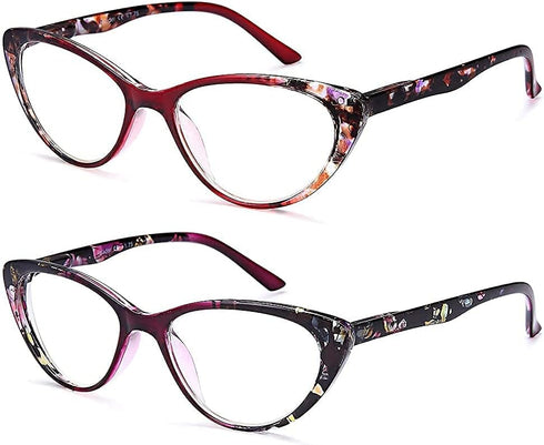 Cat Eye Blue Light Blocking Glasses for Womens - 2 Pairs Lightweight Blue Screen Computer Eyeglasses Anti Glare Glasses...