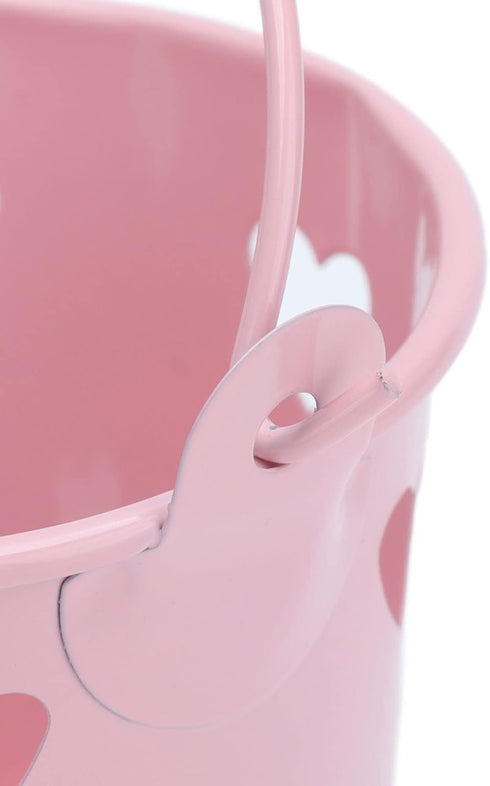 Tinplate Metal Bucket with Handle, Tinplate Bucket, 12pcs Mini Hollow Love Candy and Snack Storage Tin Bucket, Metal Gardening Crafts, Home Decora...