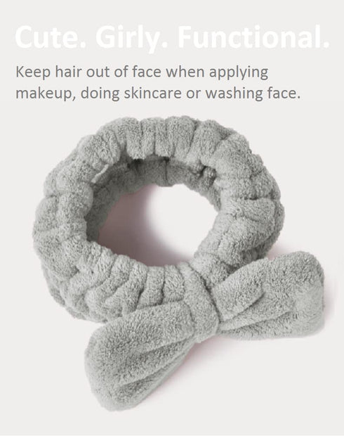Spa Headbands for Women Makeup Washing Face Skincare Face Wash Head Band Cute Bow Hair Band for Girls Soft Coral Facial Shower Head Wraps...