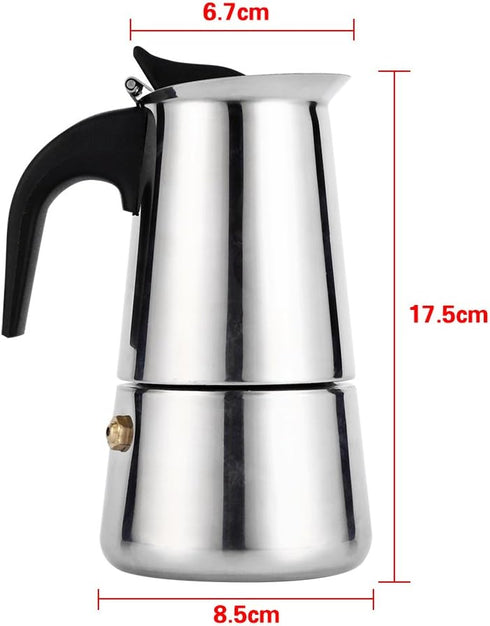 Yosoo Coffee Maker, Stainless Steel Coffee Pot Percolator Stovetop Latte Maker Percolator Stove Top Filter Coffee Maker Pot Easy Clean (200ML 4 Cu...