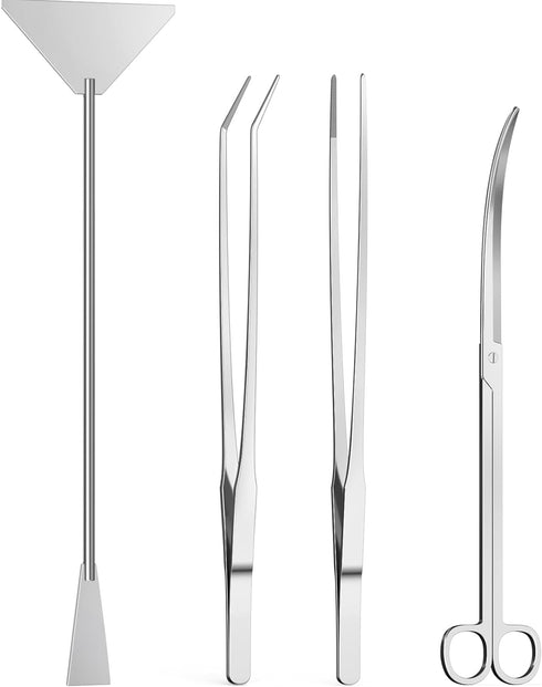 4Pcs Aquascaping Tools Kit, Jeimier Aquascape Tools Long and Strong Planted Aquarium Tweezers, Scissors, Aquarium Algae Scraper, Aquarium Plant To...