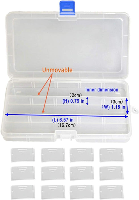 Qualsen Plastic Organizer Storage Box with Adjustable Dividers, Fishing Tackle Box and Bead Organizer Box for Jewelry, Beads, Earrings, Tools, Fis...