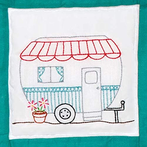 Jack Dempsey Needle Art Campers Hand Embroidery, 9" x 9", White......