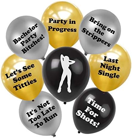 BroSash Bachelor Party Balloons | Pack of 16 | Funny Bachelor Bachelorette Party Supplies and Decorations | Naughty Gag Gifts for Men...