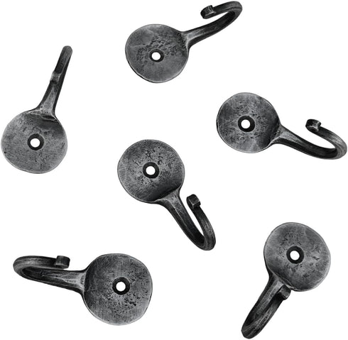 Hand Forged Metal Wall Hook Set of 6 Pcs Wrought Iron Handmade Rustic Hook for Plant & Mug Blacksmith Farmhouse Decor Coat Hook Rack Antique Finis...
