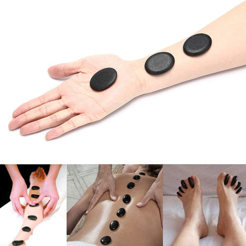 AKOAK 10 Pcs Professional Massage Hot Stone Natural Heat Retention Basalt for Spa, Massage Therapy and Relaxation,1.18 Inch x 1.57 Inch...