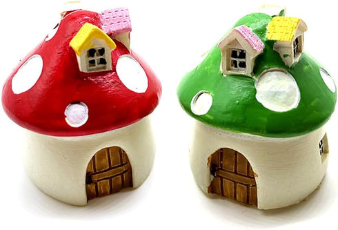 2Pcs Mini Mushrooms Miniature Figurines Fairy Garden House Cute Fairy Garden Mushrooms for Fairy Garden Micro Landscape Plant Bonsai Ornaments(Red...