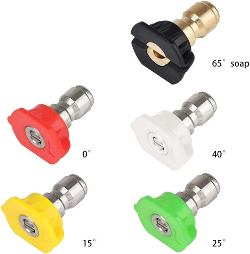 5 Pack Pressure Washer Spray Nozzles Tips + 40 Pcs O-Rings Replacement for 1/4 inch and 3/8 inch, 5 Degrees Nozzles 1/4 Inch Quick Connection Tips...