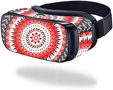 MightySkins Skin Compatible with Samsung Gear VR (Original) Cover wrap Sticker Skins Red Aztec...