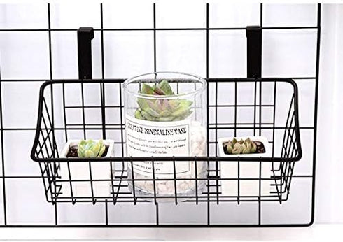 LeleCAT Basket with hook Grid Storage Basket, Hang it behind a door or on a railing, Over the Cabinet Door, Small, BLack,1 Pack...