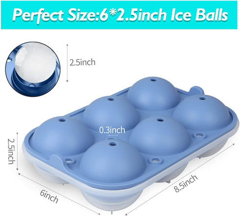 Ice Ball Maker, TINANA Reusable 2.5 Inch Ice Cube Trays, Easy Release Silicone Round Ice Sphere Tray with Lids & Funnel for Whiskey, Cocktails & B...