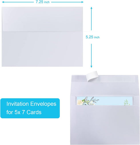AnutriON5x7 Envelopes, 48 Pack White A7 Envelopes 5x7, Card Envelopes, Printable Envelopes, Quick Self Seal Envelopes, 5x7 Envelopes for Invitatio...