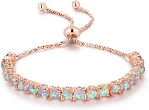 CiNily Adjustable Silver Plated Opal Tennis Bracelet for Women Girls - Fashion Jewelry Gift | Opal Bracelets in Sterling Silver,Rose Gold and Yell...