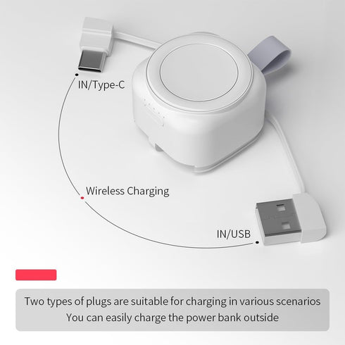 Magnetic Wireless Portable Charger for Apple Watch Series 9/8/7/6/5/4/3/2/1/SE/Ultra, 1200mAh Power Bank for iWatch with Dual Built-in Charging Ca...