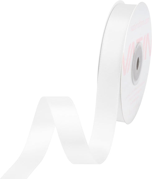 VATIN Double Face White Satin Ribbon 5/8" Continuous 25 Yards,White Polyester Fabric Ribbon use for Bows Bouquet, Gift Wrapping, Floral Arrangemen...