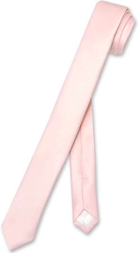 Vesuvio Napoli Narrow NeckTie Extra Skinny PINK Color Men's Thin 1.5" Neck Tie...