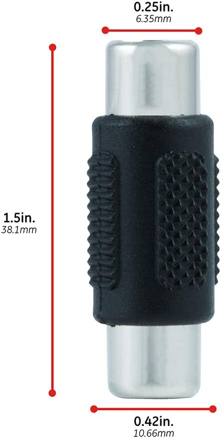 GE 2-Pack RCA Coupler Adapter, Female-to-Female, Audio Video RCA Cable Connectors, Composite Component Extender Barrel, Connect Cables to Extend L...