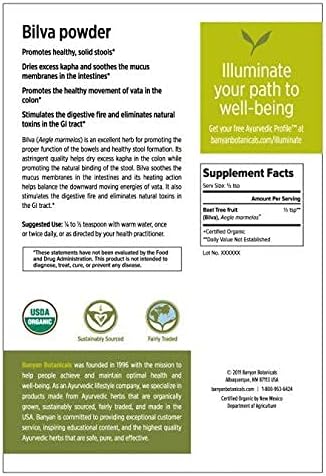Banyan Botanicals Bilva Powder - Certified Organic, 1/2 Pound - Aegle marmelos - Supports Proper Function of The Bowels and Promotes Healthy Stool...