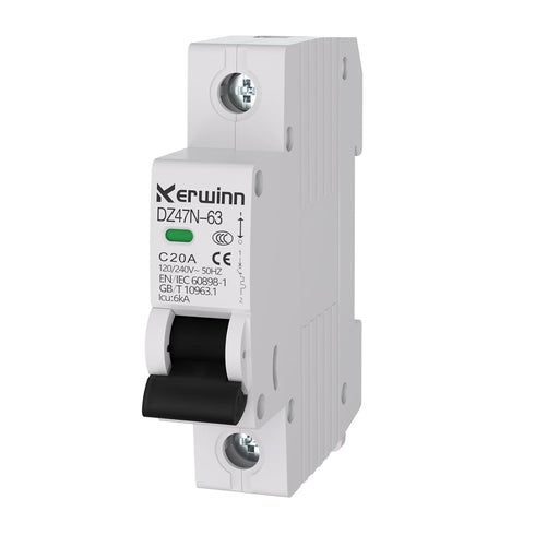 Miniature Circuit Breaker 120V/240V ac circuit breaker 1 Pole 20Amp smart circuit breaker DIN Rail Mount for Marine power systems,solar photovolta...