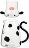 1 Set Glass Carafe Pitcher with Glass Mug Cute Cow Glass Tea Pitcher Kettle Milk Jug Night Water Carafe for Midnight Drink Home Office Hotel 550ml...