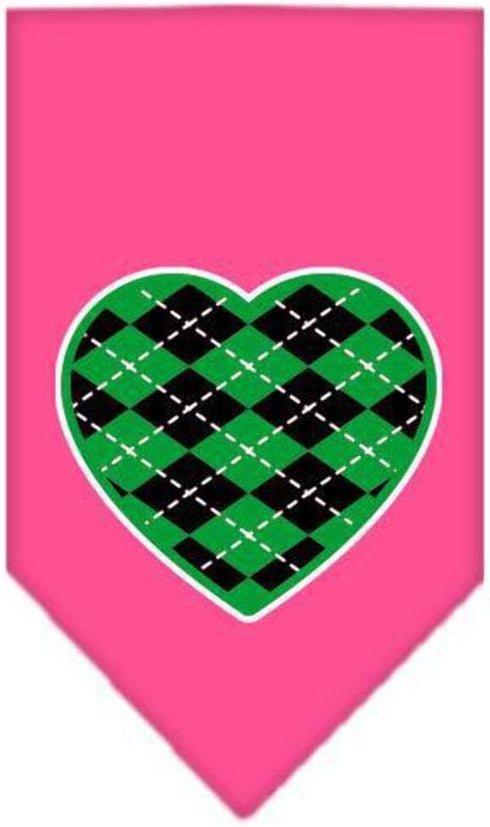 Pet and Dog Bandana Screen Printed, Green Argyle Heart Gray Small...
