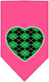 Pet and Dog Bandana Screen Printed, Green Argyle Heart Gray Small...