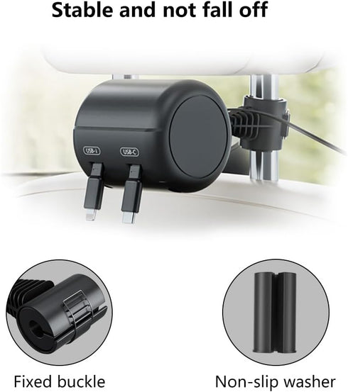 Multi Car Retractable Backseat 3 in 1 Car Charging Station Box (3Ft - Mini)...