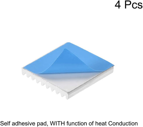 uxcell 2.5x19x19mm Silver Tone Aluminum Heatsink Thermal Adhesive Pad Cooler for Cooling 3D Printers 4Pcs...
