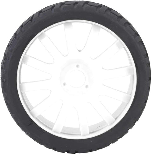2Pcs Wheel Rim, Racing Car Rubber Wheel Hub Tires for 1/8 On-Road Racing RC (White)...