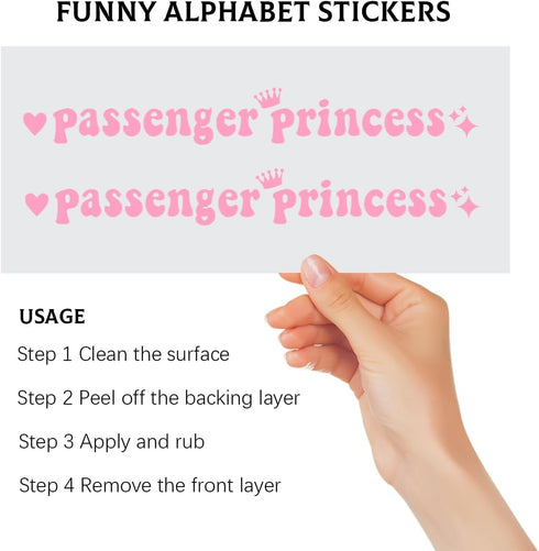 2 PCS Passenger Princess Sticker, Funny Car Rearview Mirror Window Bumper Decal Decoration, Cute Auto Mirror Vinyl Letter Decal Sticker for Women ...