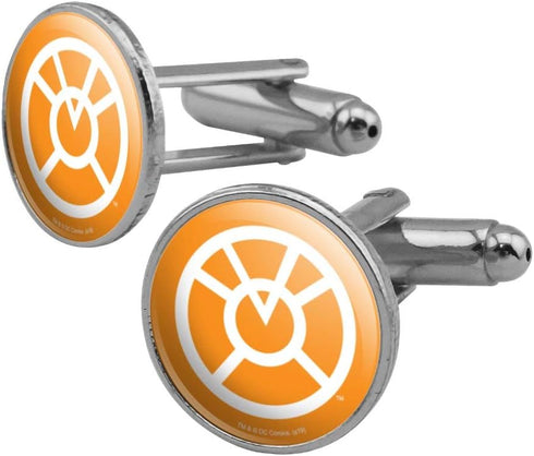 Green Lantern Blackest Night Orange Lantern Logo Round Cufflink Set Silver Color...