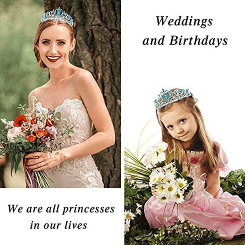 Birthday Crowns for Women, Tiaras and Crown for Women, Tiara for Women Birthday Queen, Birthday Crown and Sash for Women, Blue Rhinestone Queen Ti...