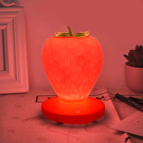 Strawberry Night Light, Cute Silicone Strawberry Lamp, LED Cute Night Light, Bedside Color Changing Lamp, 3 Modes Touch for Birthday, Christmas...