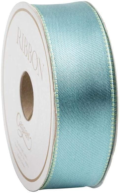 Caspari Duck Egg & Celadon Reversible Satin Wired Ribbon - Two 30 Foot Spools...