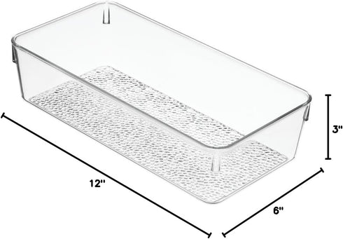 iDesign 49250 Rain BPA-Free Plastic Drawer Organizer Tray - 12" x 6" x 3", Clear...