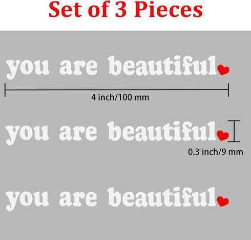 You Are Beautiful Sticker 3 Pack Cute Car Decal for Rearview Mirror Window Windshield Bumper,Vinyl Letter Sticker,Funny Car Accessories for Girls ...