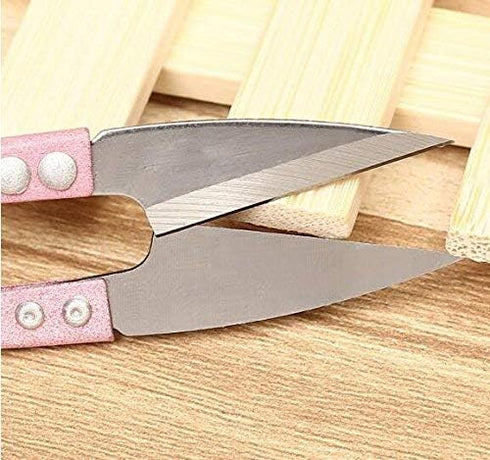 2PCS Metal U-shaped Grip Sewing Scissors Yarn Thread Tailors Cutter Mini Small Snips Trimming Nipper - Great for Stitch,DIY Supplies (Color Random...