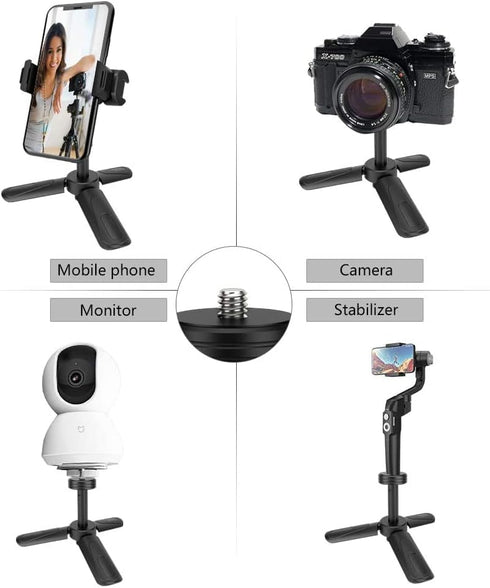 MOUNTDOG Portable Webcam Stand & Mini Tripod - Extendable Tabletop Tripod for iPhone, Camera, Samsung & Smartphone - 360 Rotation, Black...